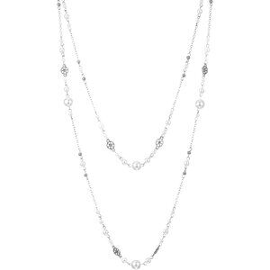 Ladies' 2Pcs Silver Pearl Necklaces - Exquisite Layered Design for Any Event